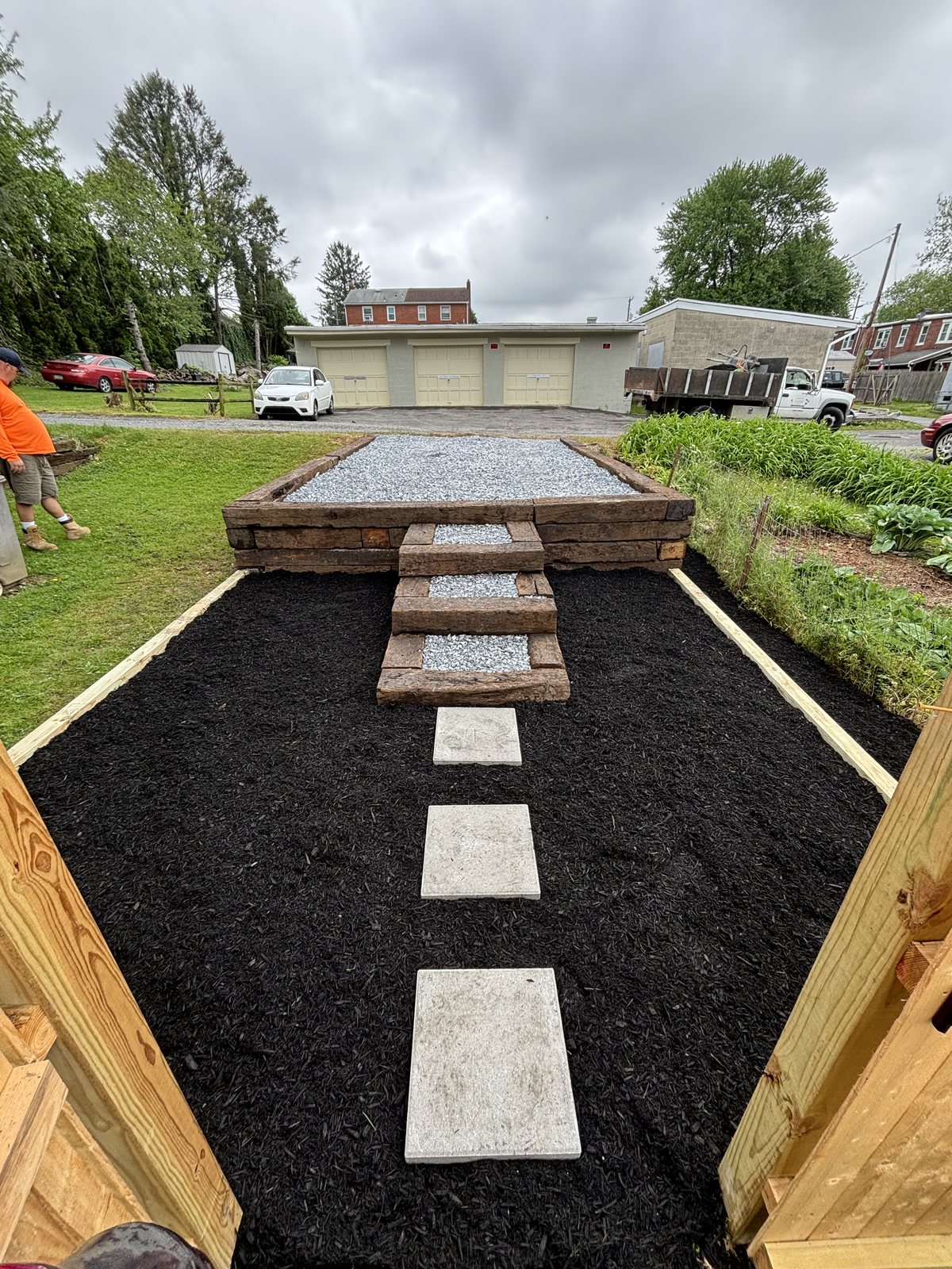 Garden stepping-stone path completed by T-Bones Concrete